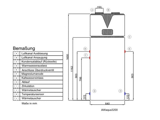wepit AWaqua3300-WT Warmwasser Wärmepumpe, bodenstehend, 300 Liter, mit WT, R290